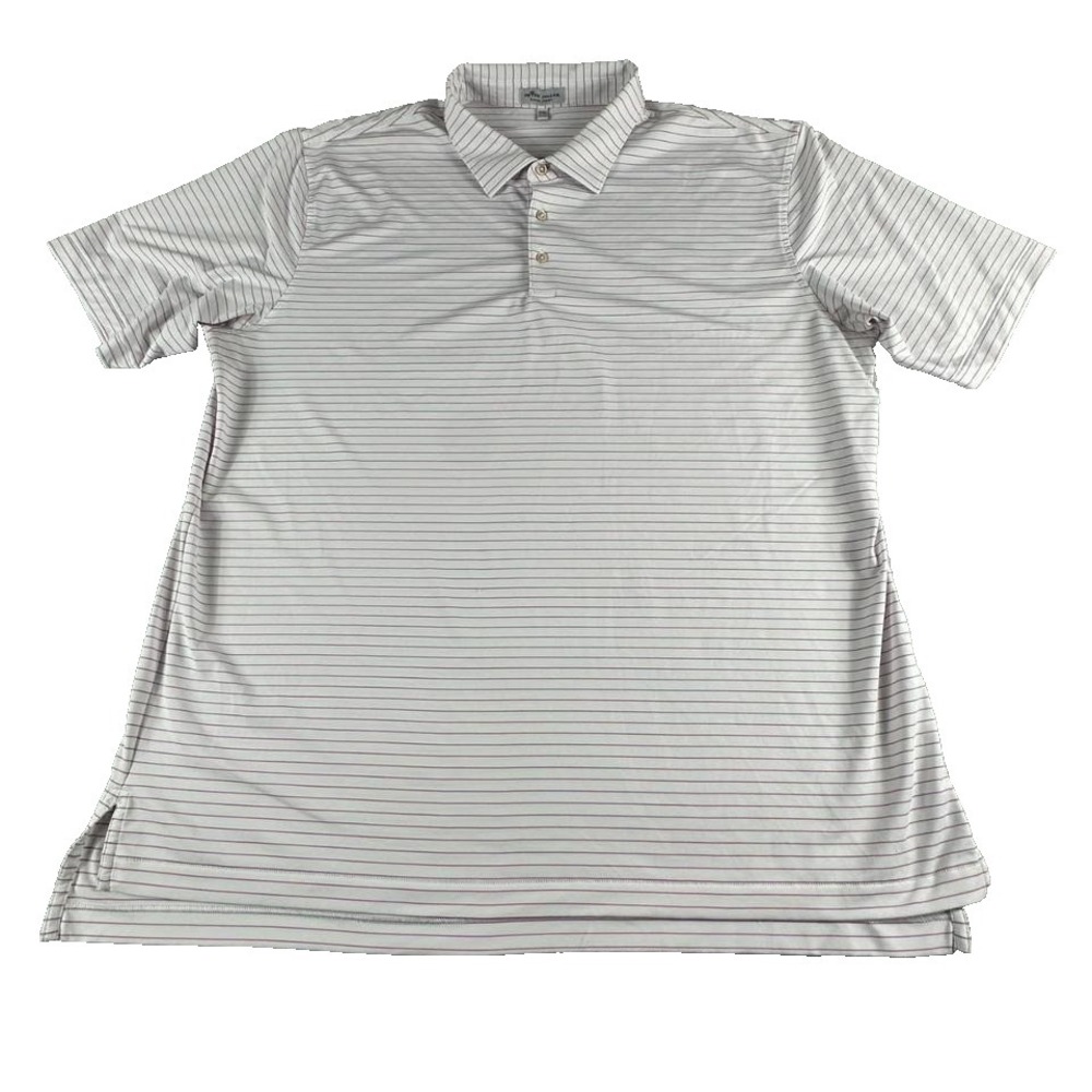 Peter Millar‎ Striped Summer Comfort Polo Shirts Mens XXL White Preppy Coastal